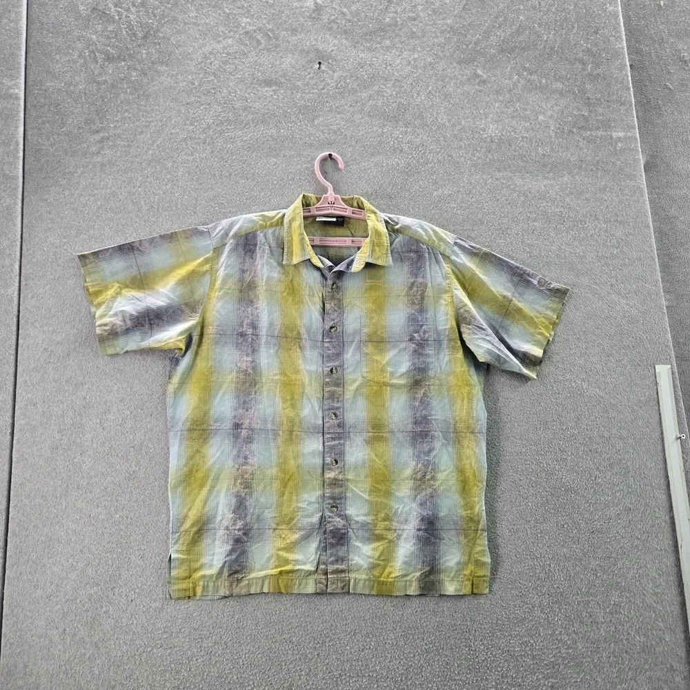 Mountain‎ Hardwear Men Button Up Shirt M Yellow Plaid Outdoor Hiking Gorpcore